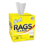 Scott Scott Rags In A Box, Disposable Rags, Rinse and Reuse, Pop-Up Box, White, 200 Shop Towels/Box KCC 75260
